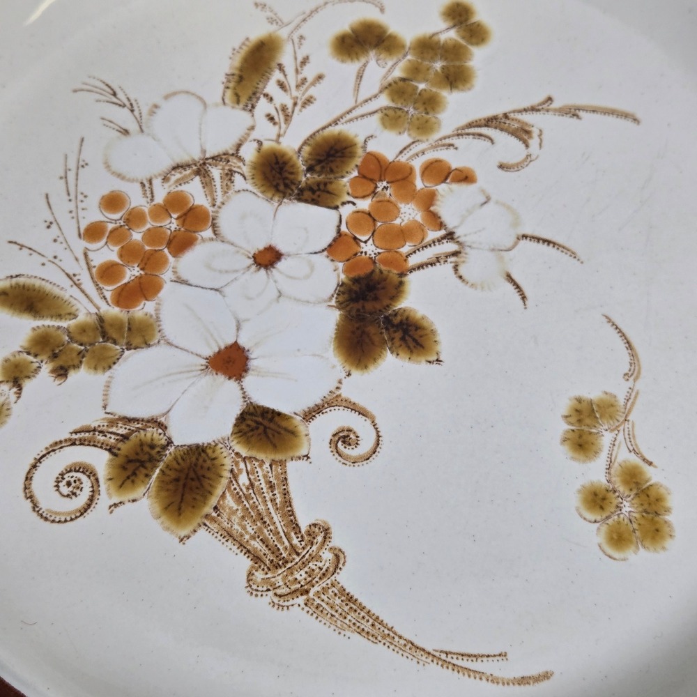 Set of 2 Four Seasons Dinner Plates Autumn Bouquet Stoneware 10.75" Vtg Japan - Picture 5 of 10
